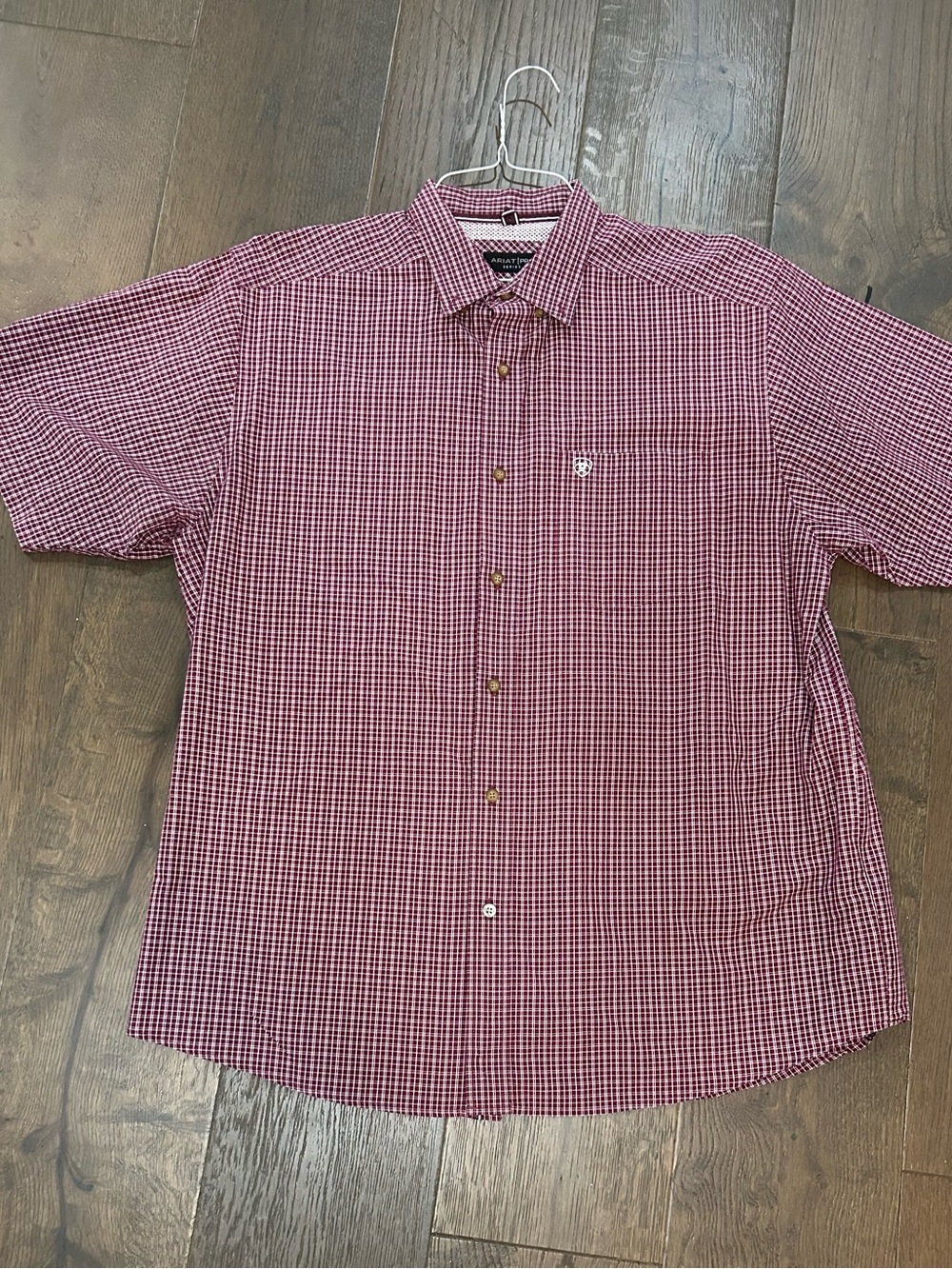 ARIAT Classic Men's Button-Down Shirt Burgundy Check Pro Series XL